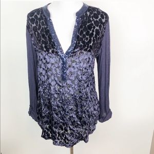 Anthropologie Tiny Velvet Animal Print Blouse